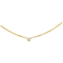 Diamond Solitaire 14 Karat Yellow Gold Necklace