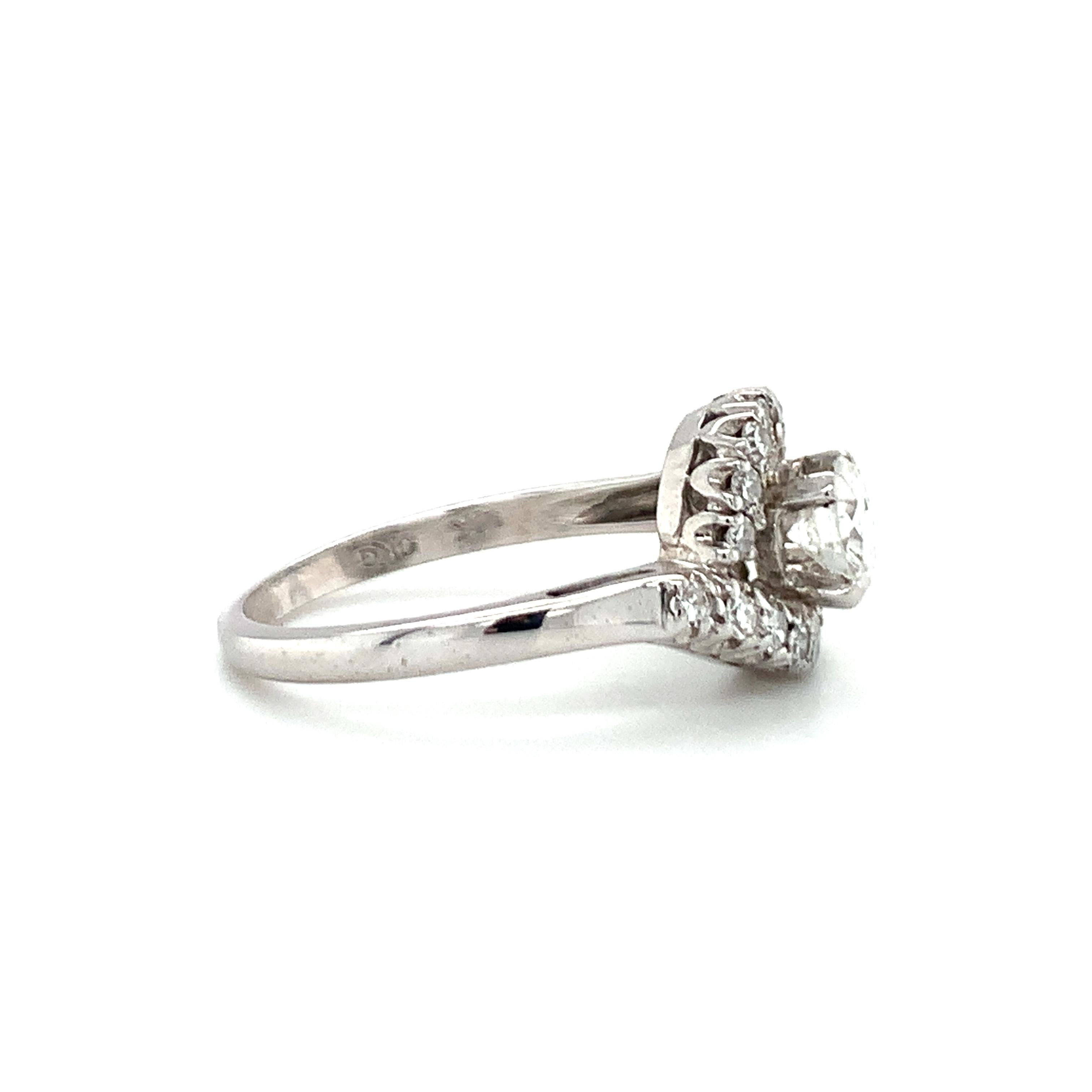 Round Cut Diamond Solitaire 14K White Gold Ring For Sale