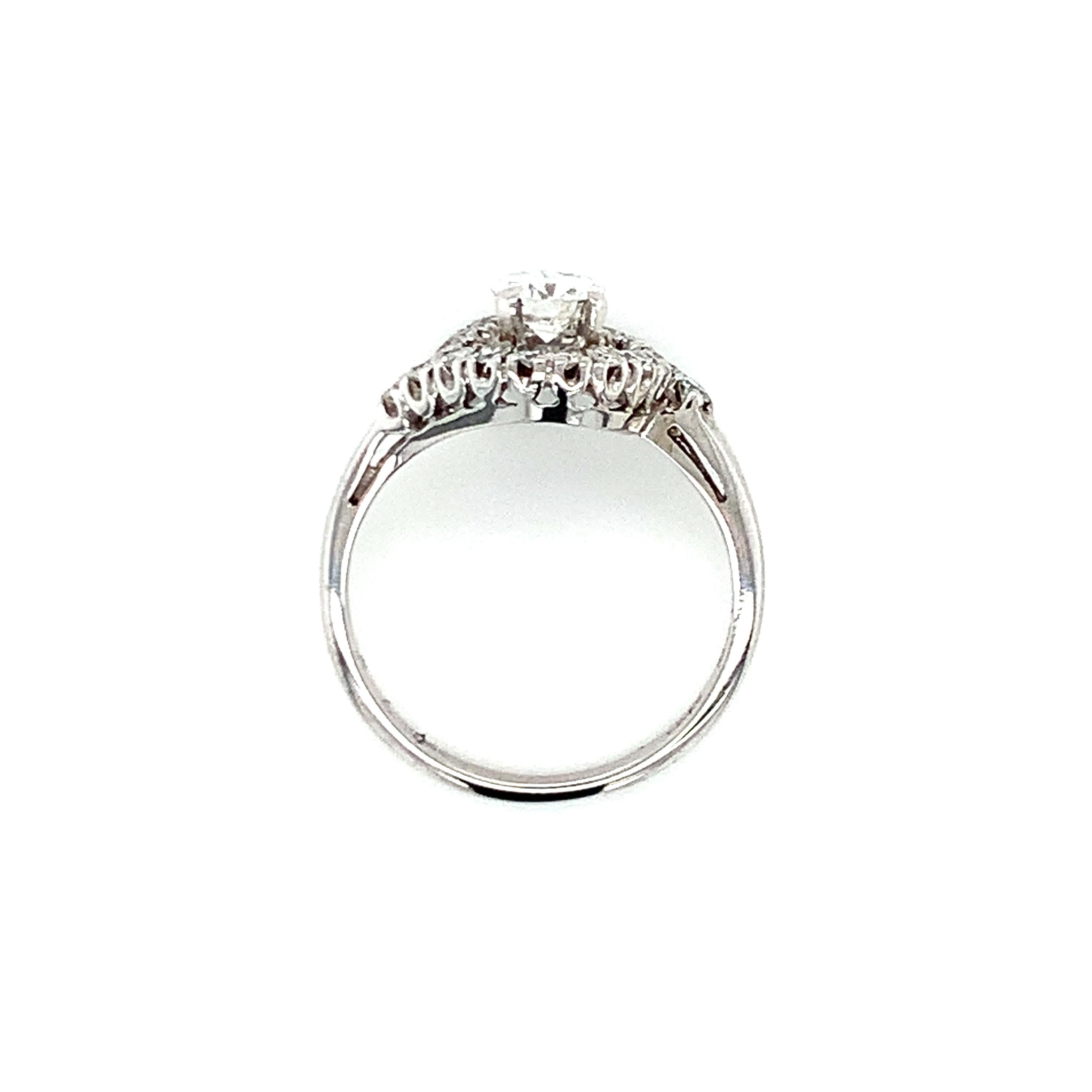 Women's or Men's Diamond Solitaire 14K White Gold Ring For Sale