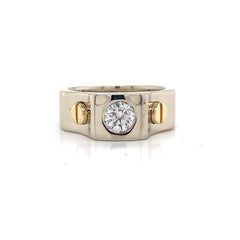 Diamond Solitaire 14K Yellow Gold Gents Band Ring