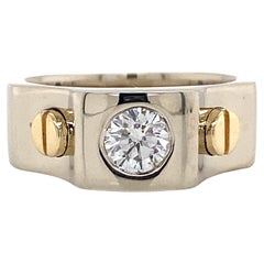 Diamond Solitaire 14K Yellow Gold Gents Band Ring