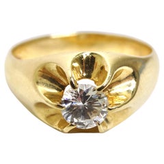 Anello con solitario di diamanti in oro giallo 14k