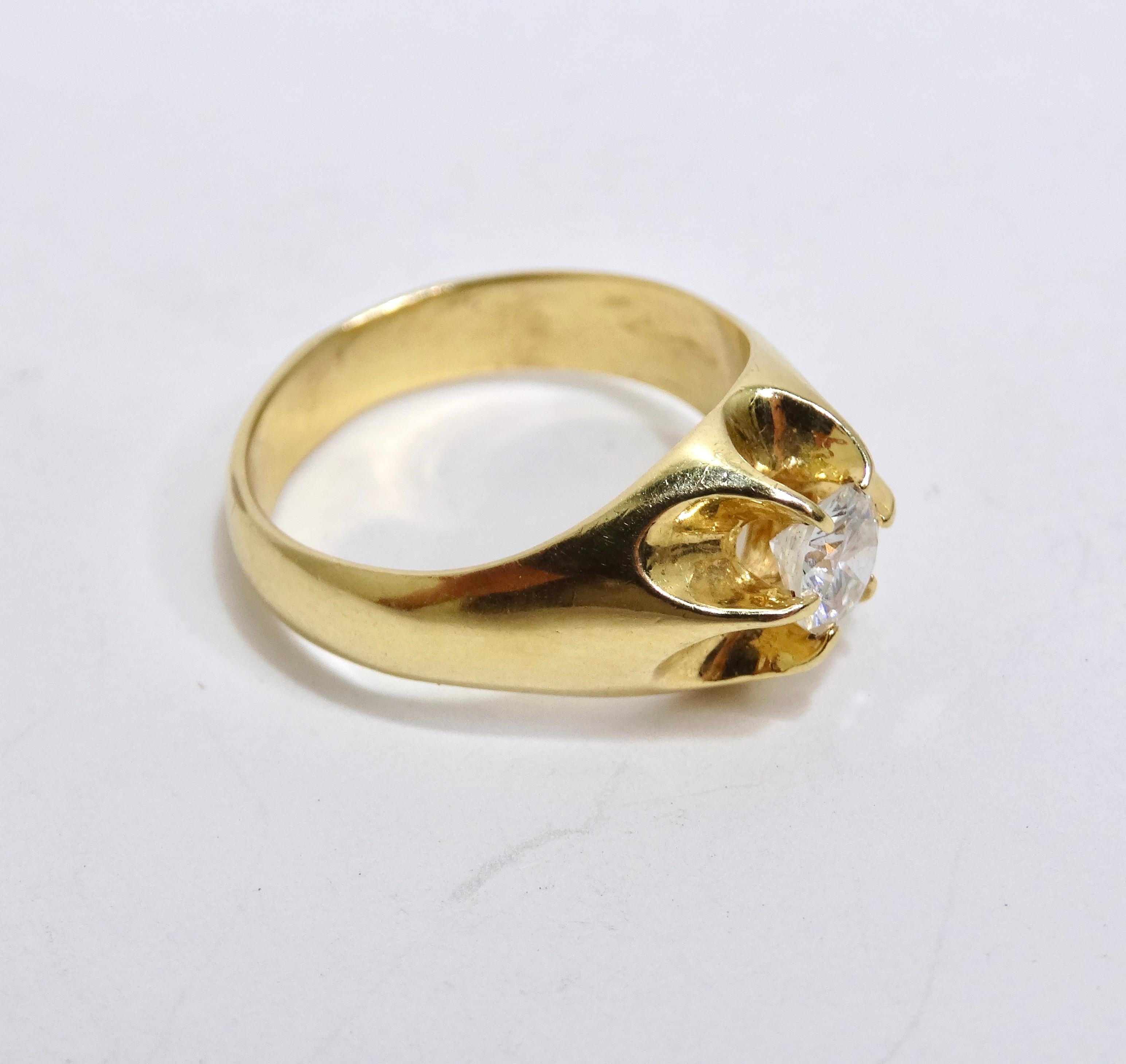 Diamond Solitaire 14k Yellow Gold Ring In Excellent Condition For Sale In Scottsdale, AZ
