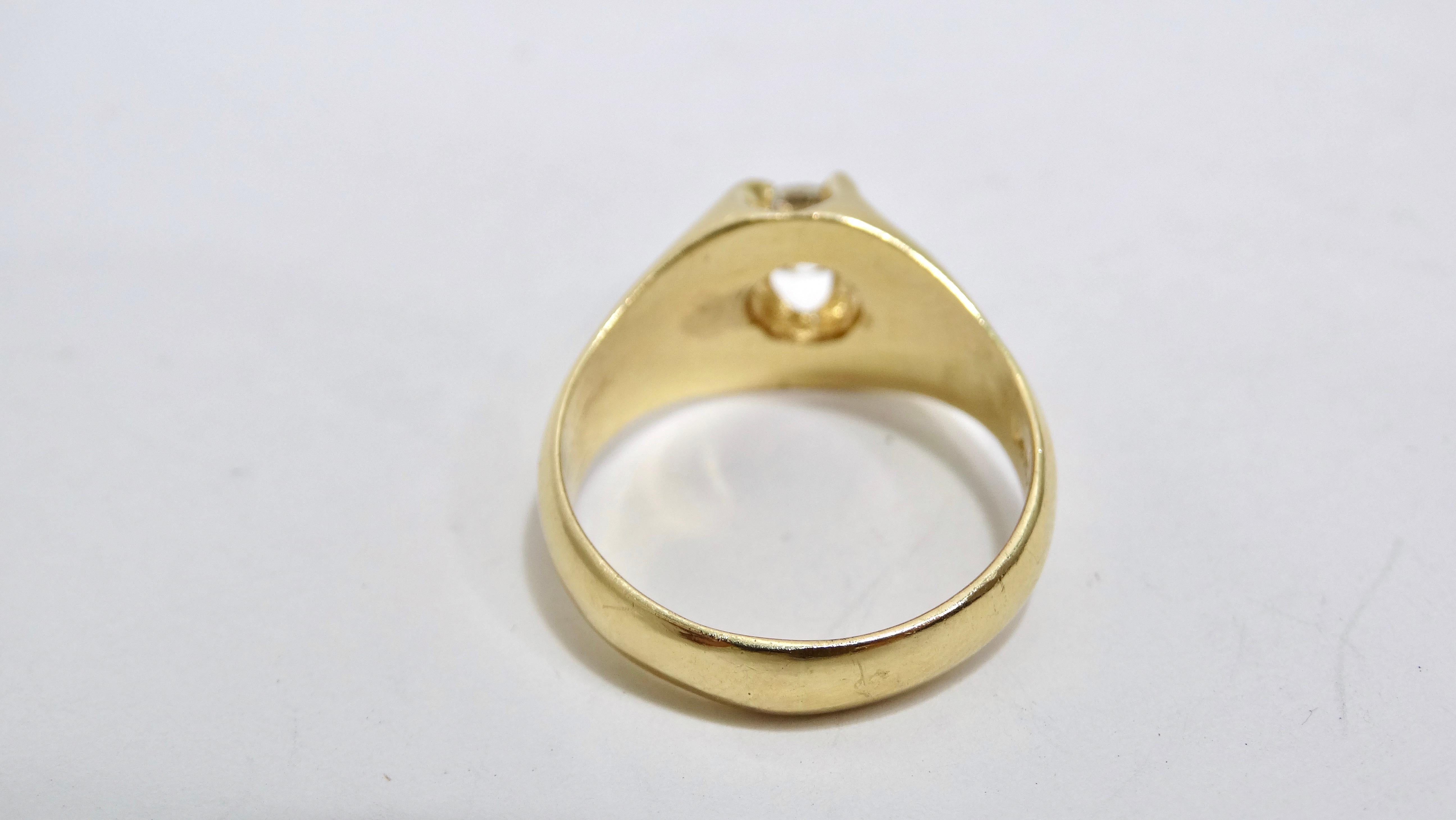 Diamant Solitär 14k Gelbgold Ring mit Diamant Damen im Angebot