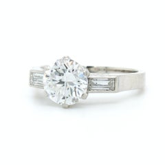 Diamond Solitaire, 1.59ct D-VS2, GIA, & 2 Baguette Ring