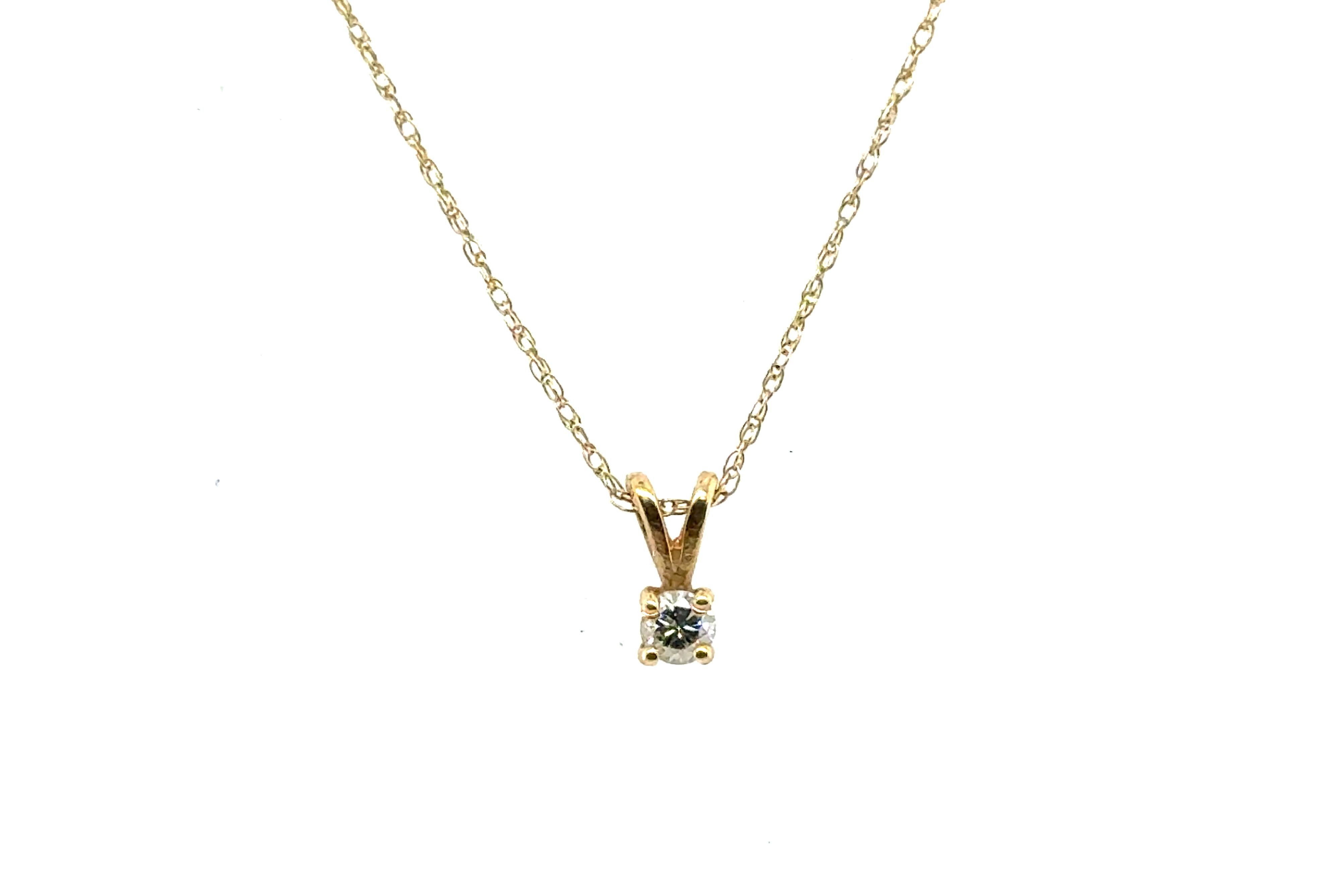 Diamond Solitaire 4 Prong Pendant Necklace Mined Round Brilliant Yellow Gold



Classic 4 Prong Setting 

100% Natural Diamond

.08 Carat Diamond Weight 

14K Yellow Gold

Amazing Sparkle and Firepower 

Classic Solitaire Design

Never Goes Out of