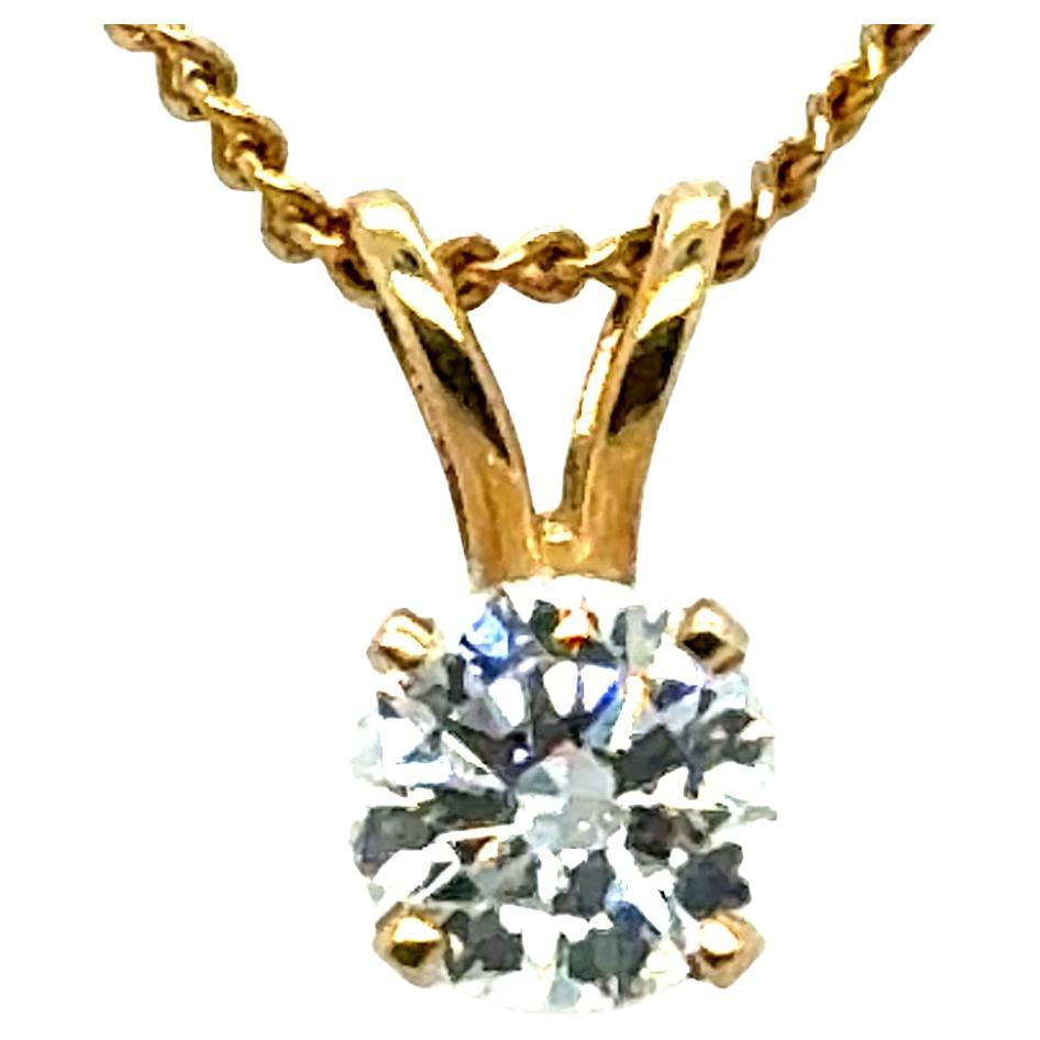 Pendentif diamant solitaire Brilliante .36ct Mined Round Brilliant 14K Yellow Gold en vente