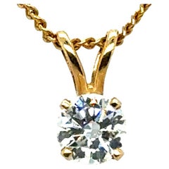 Colgante Solitario de Diamantes Buttercup .36ct Mined Redondo Brillante Oro Amarillo 14K