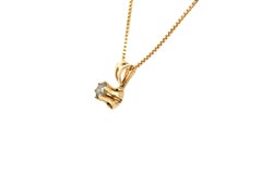 Diamond Solitaire Buttercup Pendant Necklace Mined Round Brilliant Yellow Gold