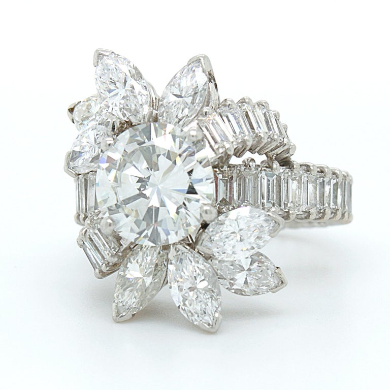 Round Cut Diamond Solitaire Cocktail Ring, ca. 2.2ct, G/H-VS, 1970s For Sale