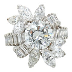 Bague cocktail solitaire en diamants, ca. 2,2 carats, G/H-VS, 1970