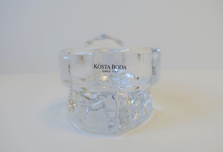 Diamond Solitaire Crystal Jewelry Dish by Kosta Boda Sweden For Sale at