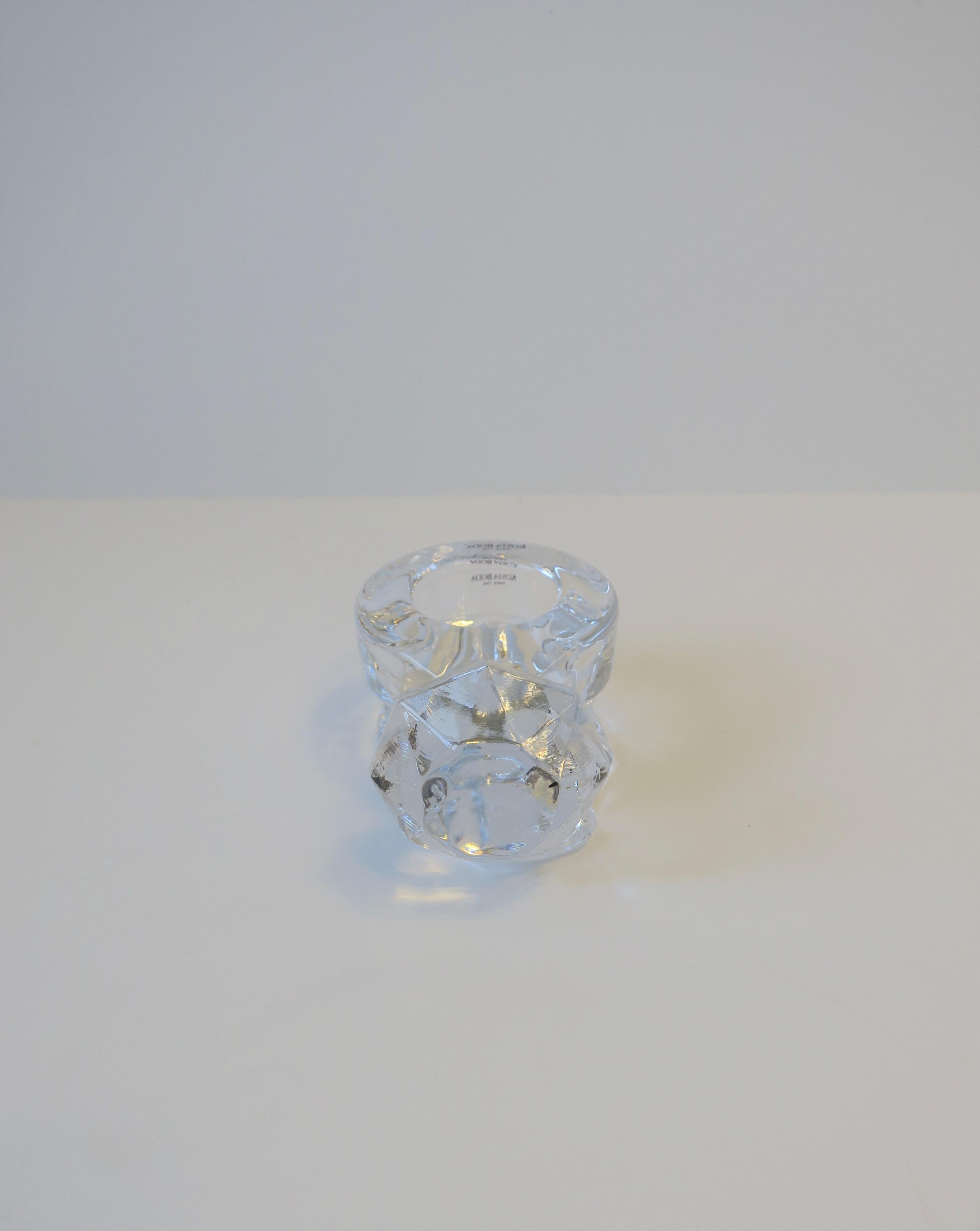 Swedish Diamond Ring Crystal Jewelry Dish by Kosta Boda Sweden For Sale