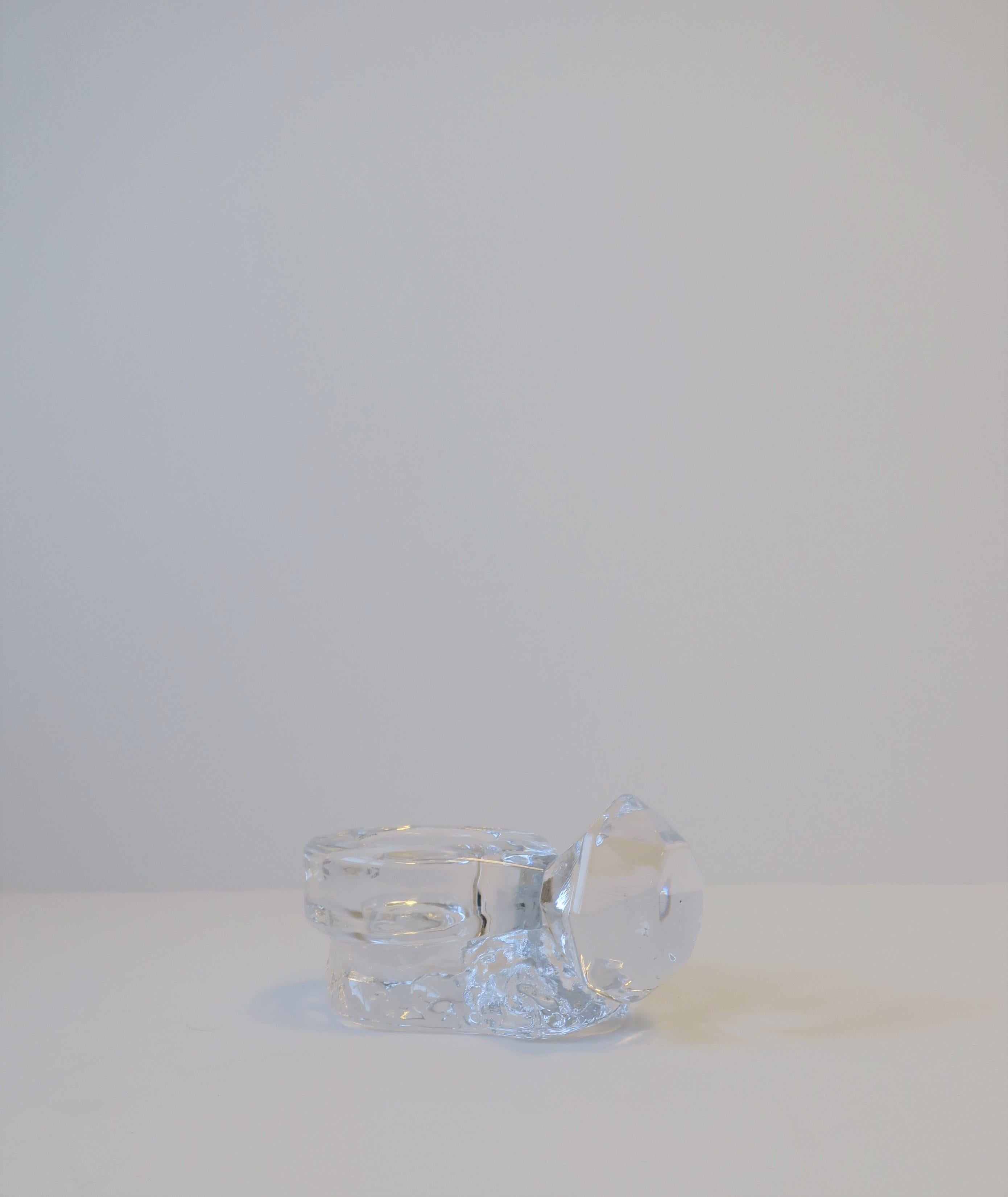 Diamond Ring Crystal Jewelry Dish by Kosta Boda Sweden For Sale 2