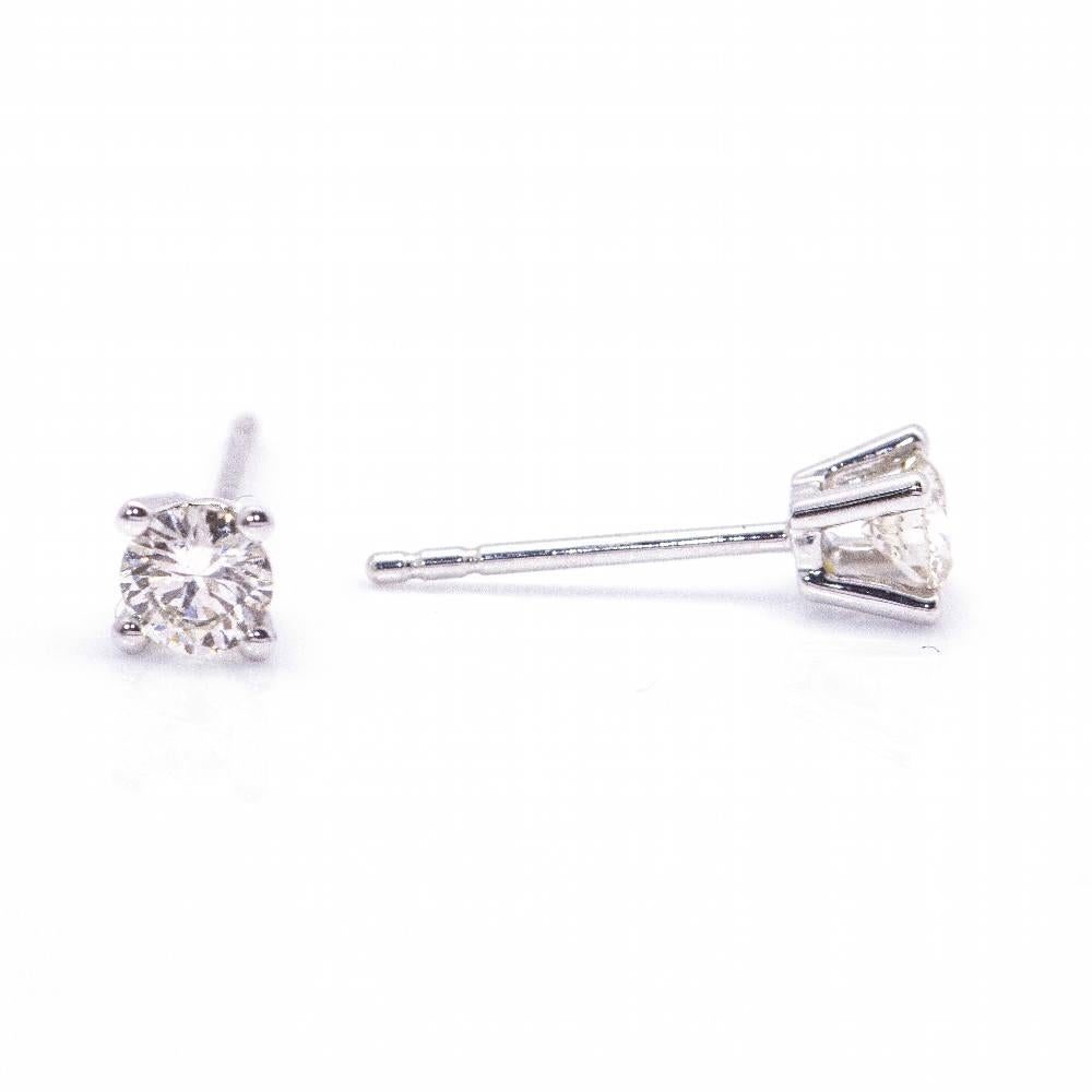 Women's White Gold Earrings  2x Brilliant Cut Diamonds with a total weight of 0.41 cts. in G/Vs quality  Pressure Closing  18 kt. White Gold  1.00 grams  Brand New Product  Ref.:D360540KA