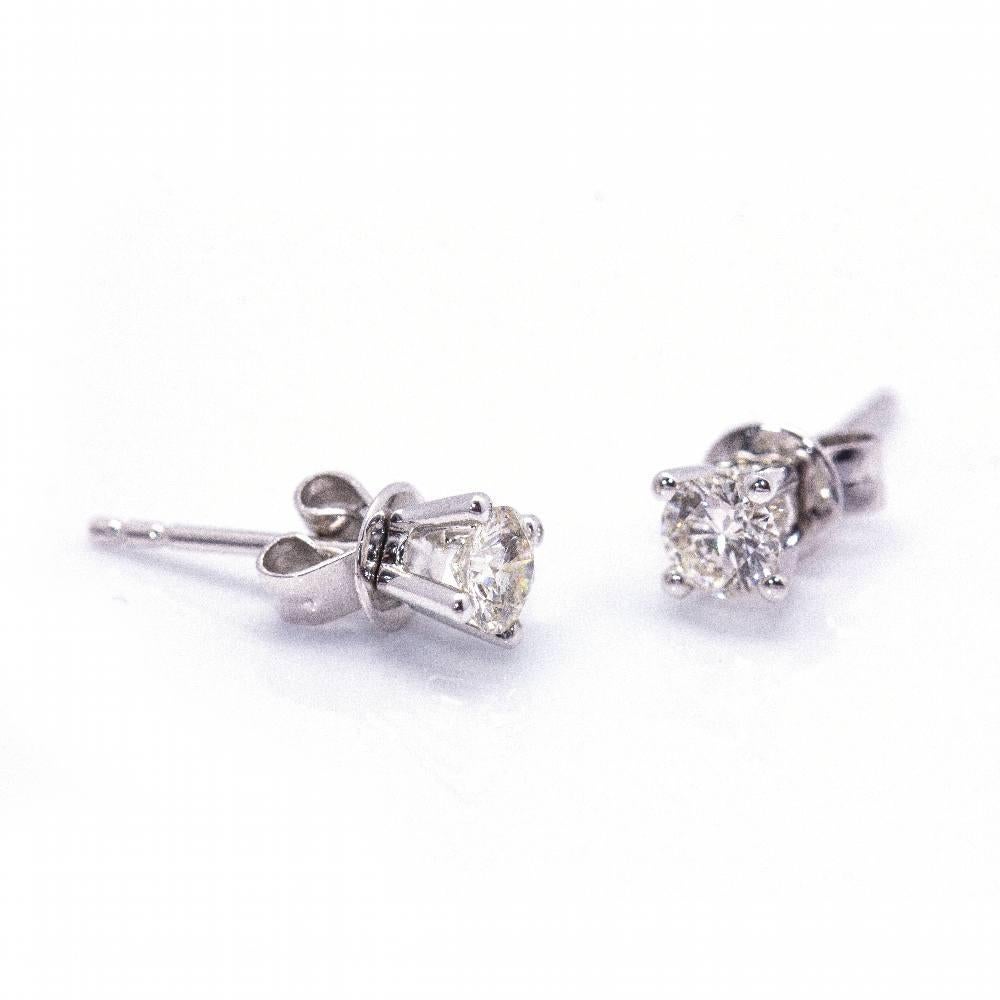 Diamond Solitaire Earrings In New Condition For Sale In BARCELONA, ES