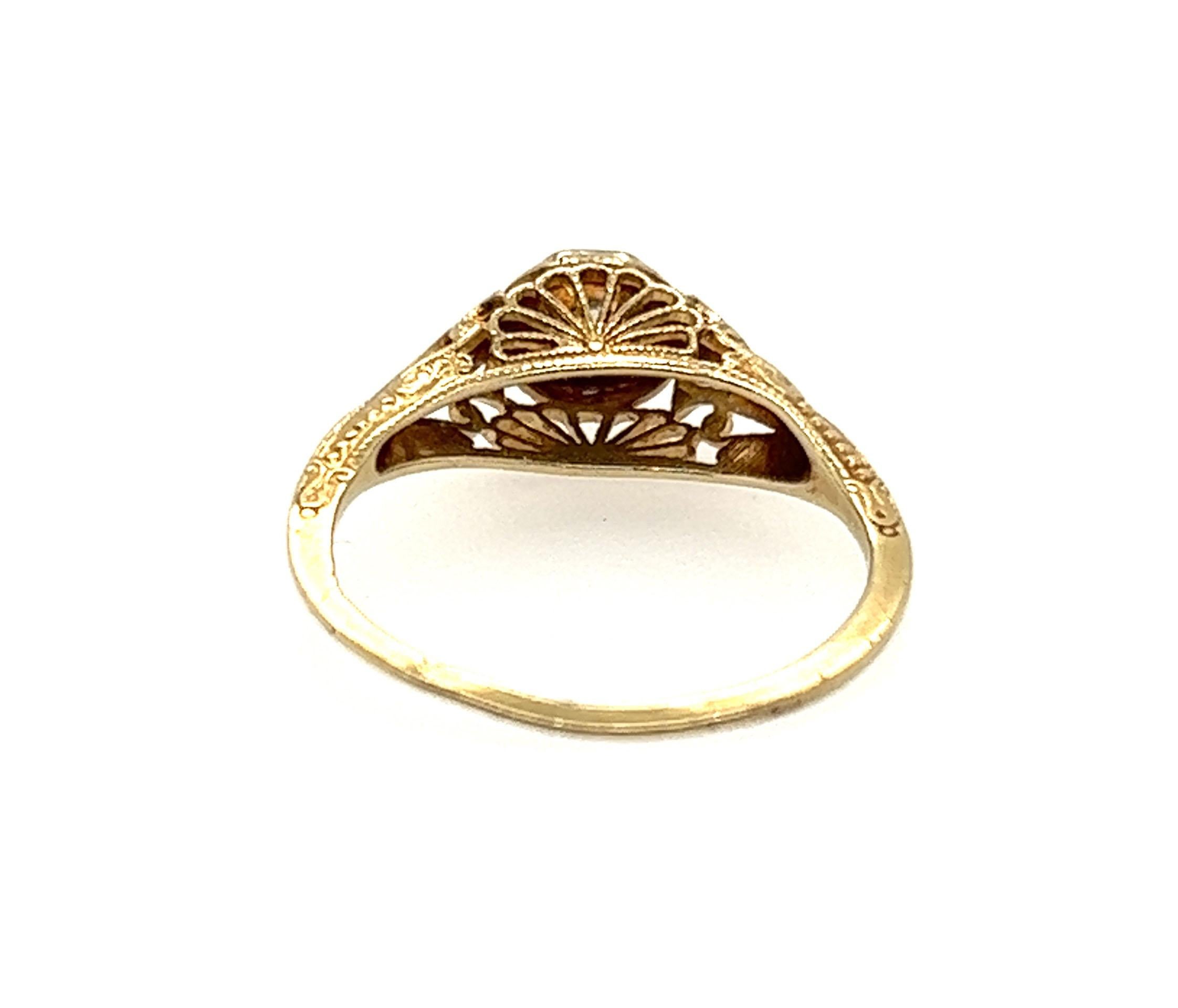 Art Deco Diamond Engagement Ring .05ct Old Mine Cut Original 1920's Antique 14K For Sale 2