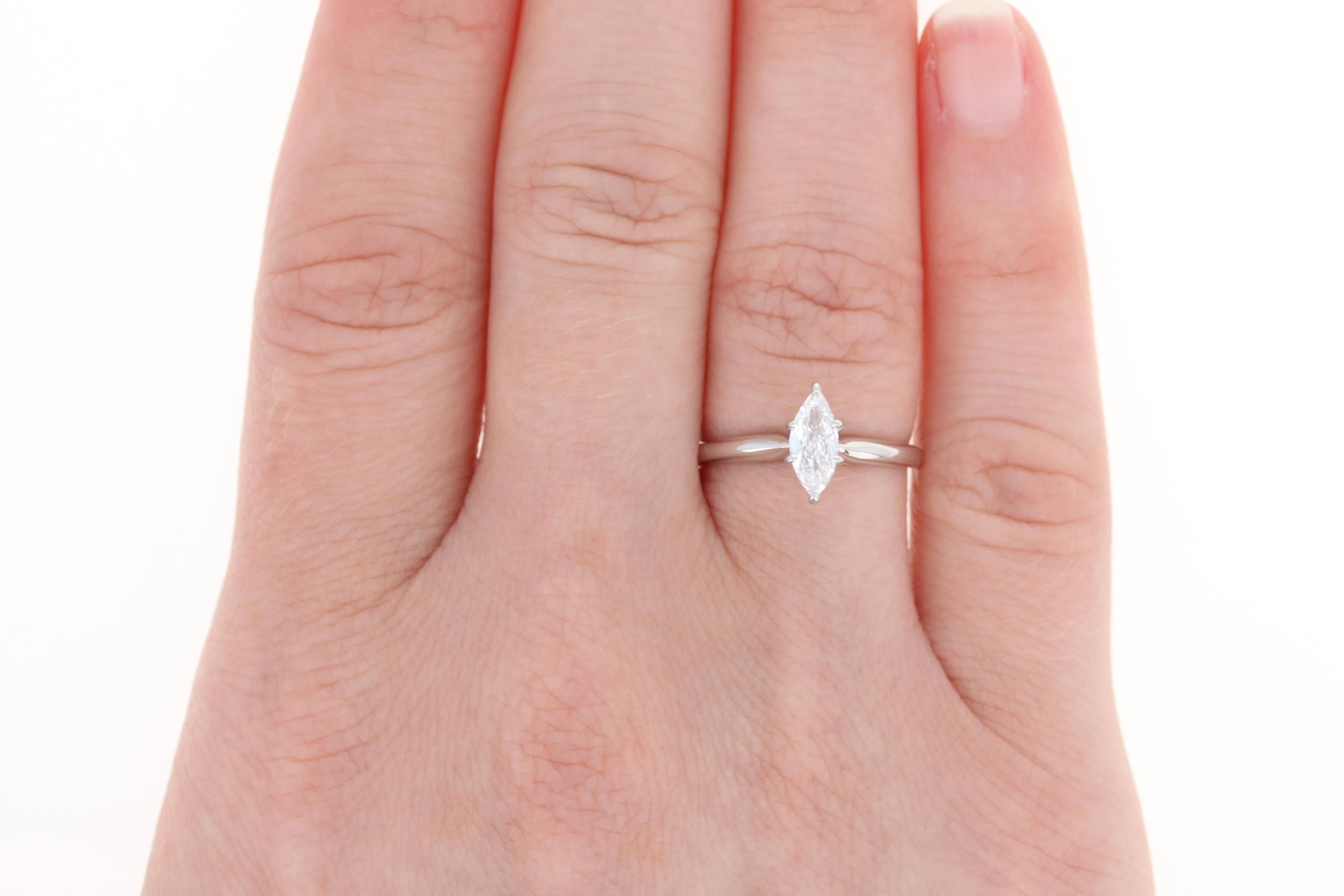 Women's Diamond Solitaire Engagement Ring, 14 Karat Gold VVS2 Marquise .41 Carat