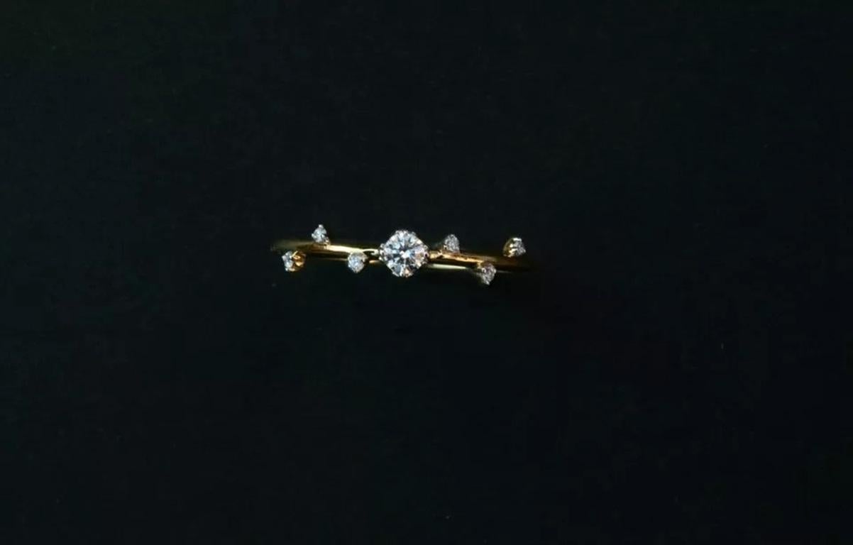 Taille ronde Bague de fiançailles solitaire en or massif 14 carats avec diamant en vente