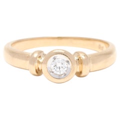 Diamond Solitaire Engagement Ring, 14K Yellow Gold, Ring Simple