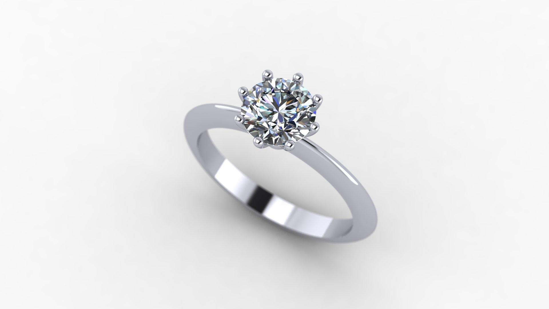 Contemporary 1 Carat Diamond Solitaire Engagement Ring For Sale
