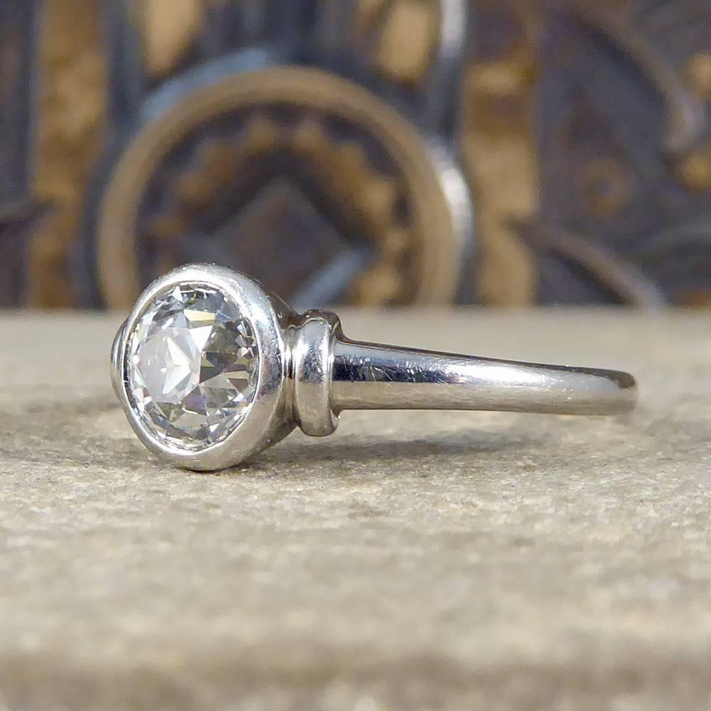 Diamond Solitaire Engagement Ring in Platinum 0.87 Carat 1