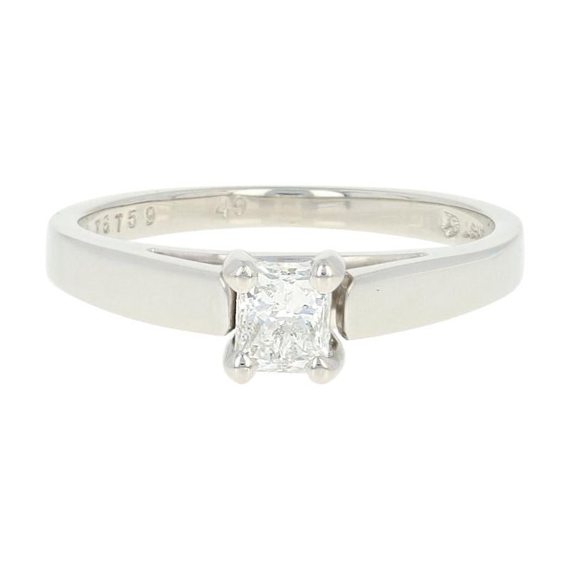 Diamond Solitaire Engagement Ring, Platinum Princess Cut .49 Carat