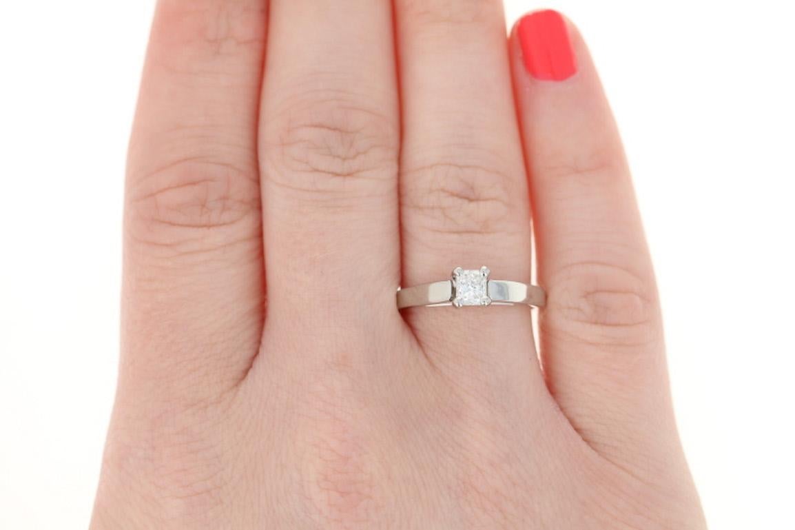 Women's Diamond Solitaire Engagement Ring, Platinum Princess Cut .49 Carat