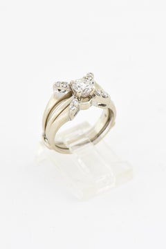 Diamant- Solitär-Verlobungsring mit passendem Käfigband aus Weißgold