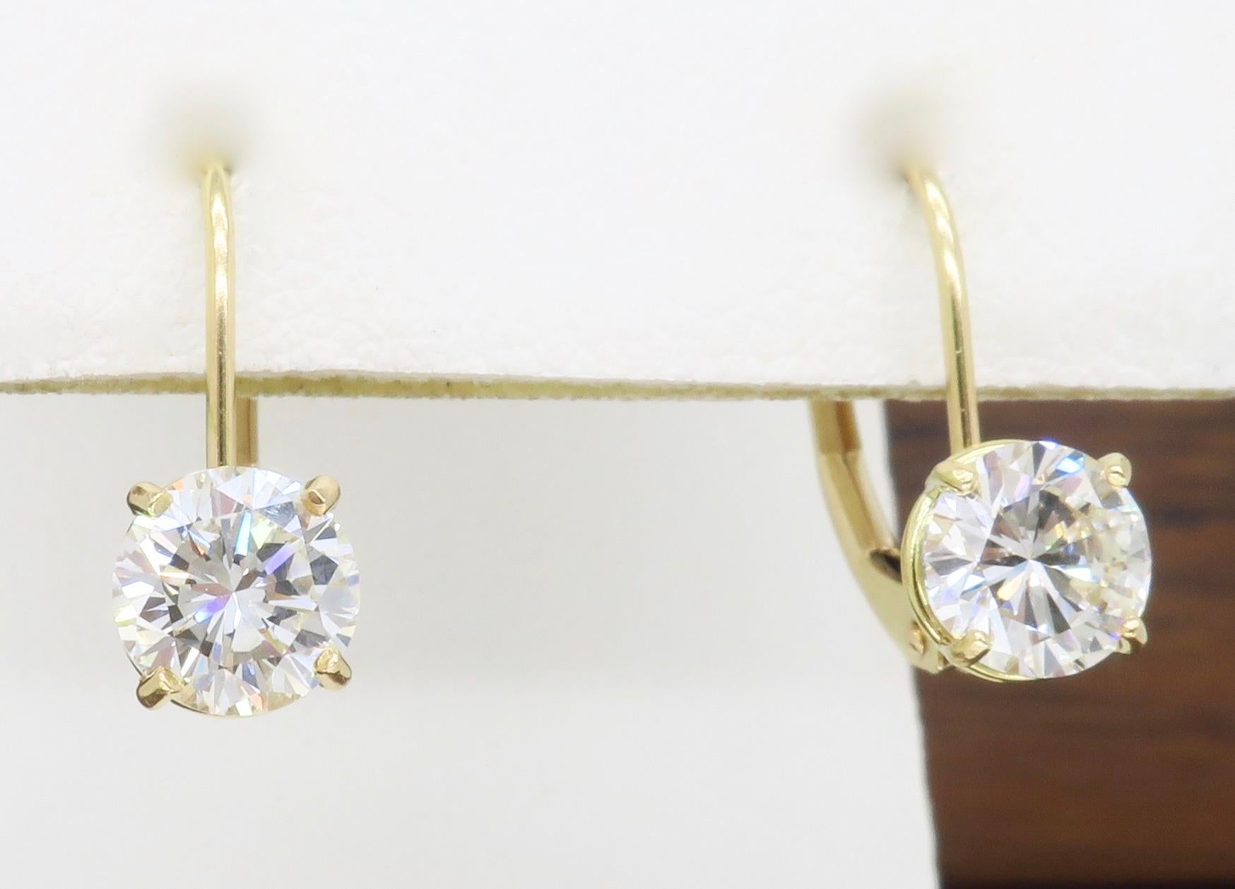 Diamond Solitaire Lever Back Earrings 3