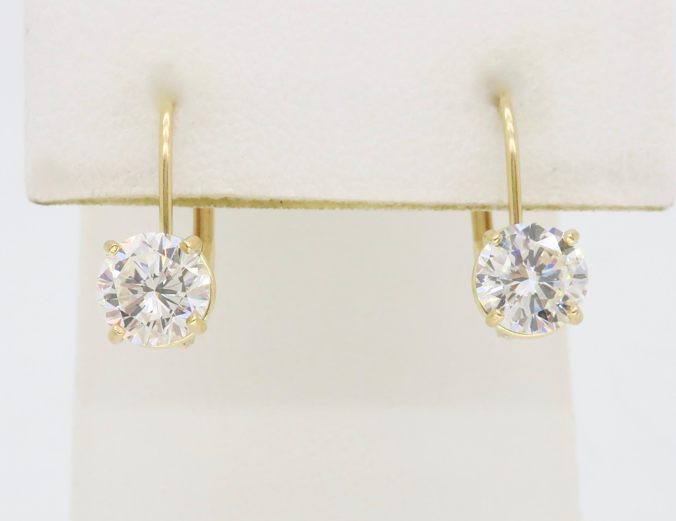 leverback diamond solitaire earrings