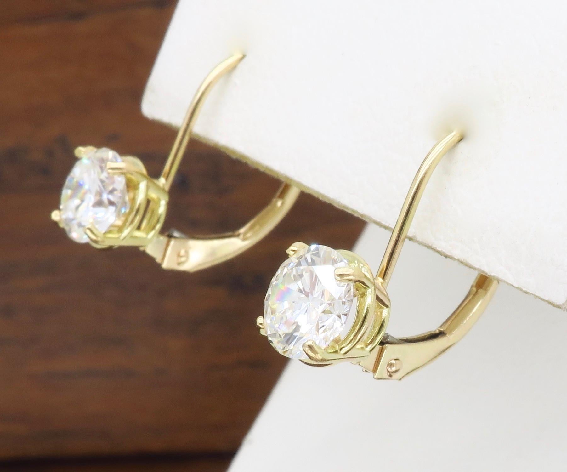 Diamond Solitaire Lever Back Earrings 2