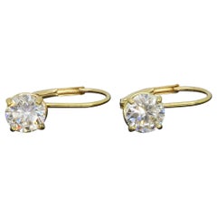 Diamond Solitaire Lever Back Earrings