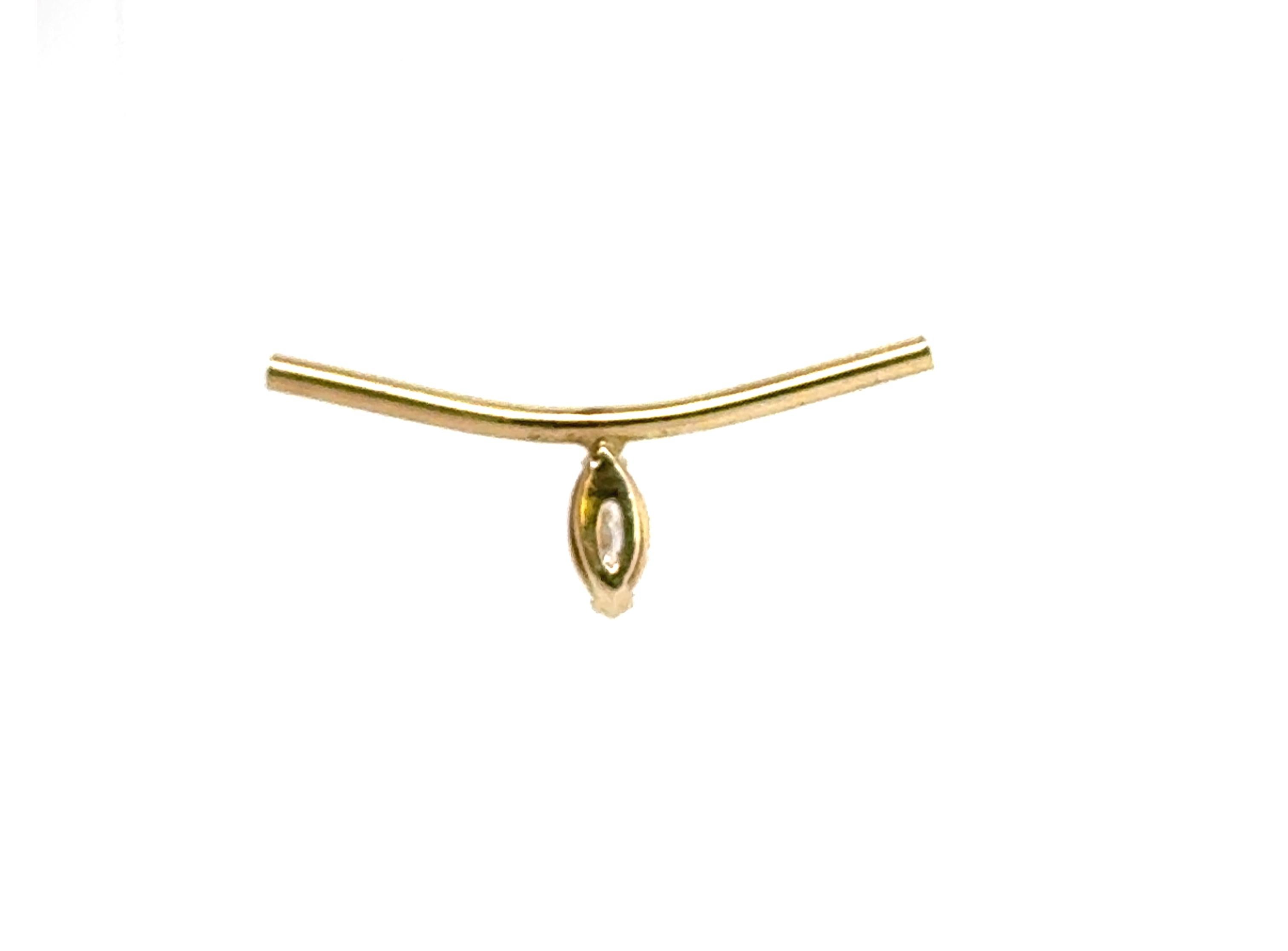 Diamant Solitär Marquise Anhänger Halskette Mined .25ct 14K Floating Vanishing C (Marquiseschliff) im Angebot