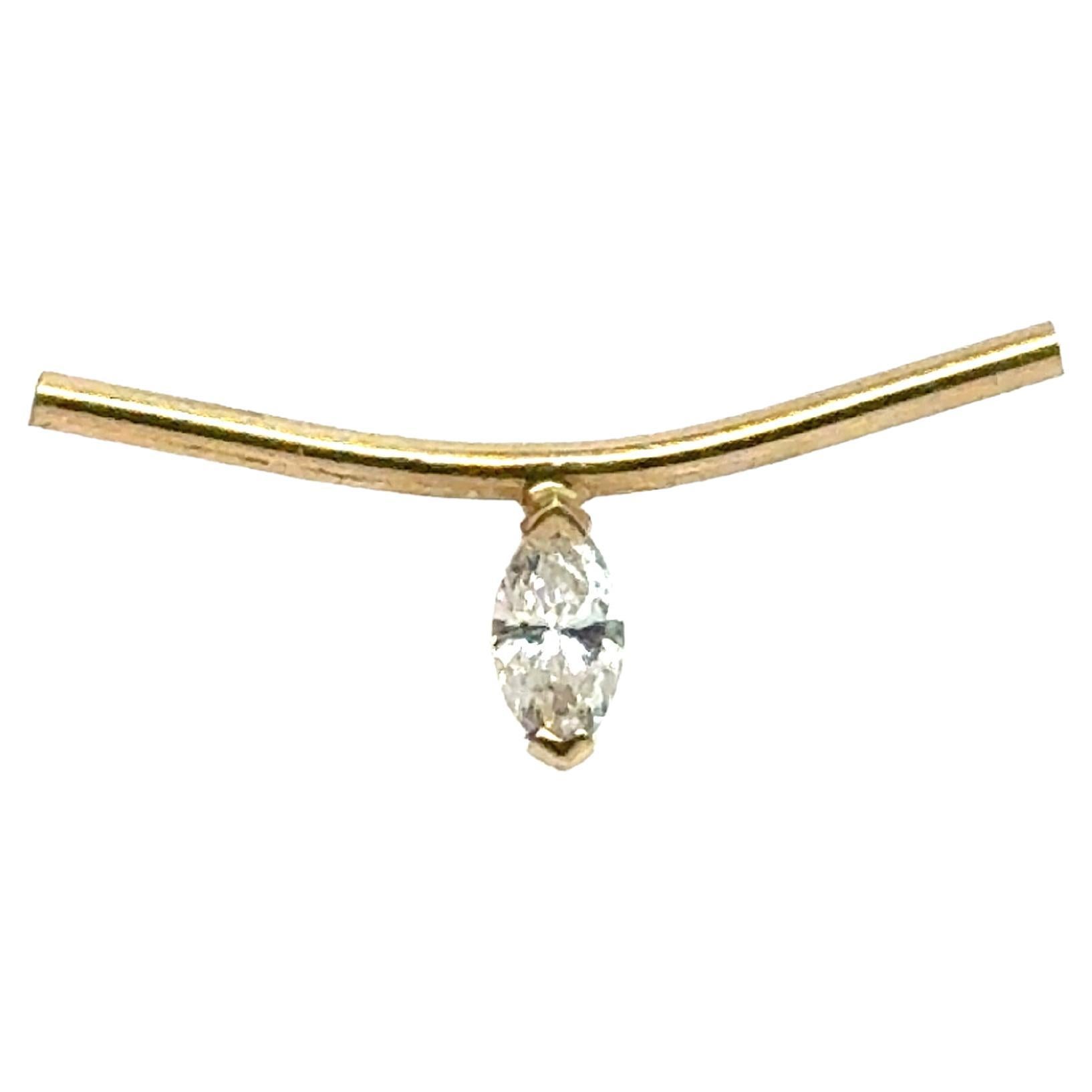 Diamant Solitär Marquise Anhänger Halskette Mined .25ct 14K Floating Vanishing C im Angebot