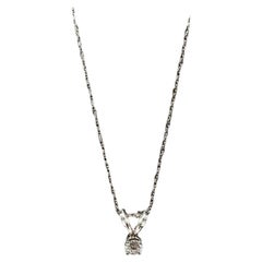 Diamond Solitaire Necklace in 14kt White Gold - 0.12ctw GH SI, Adjustable 16-18"