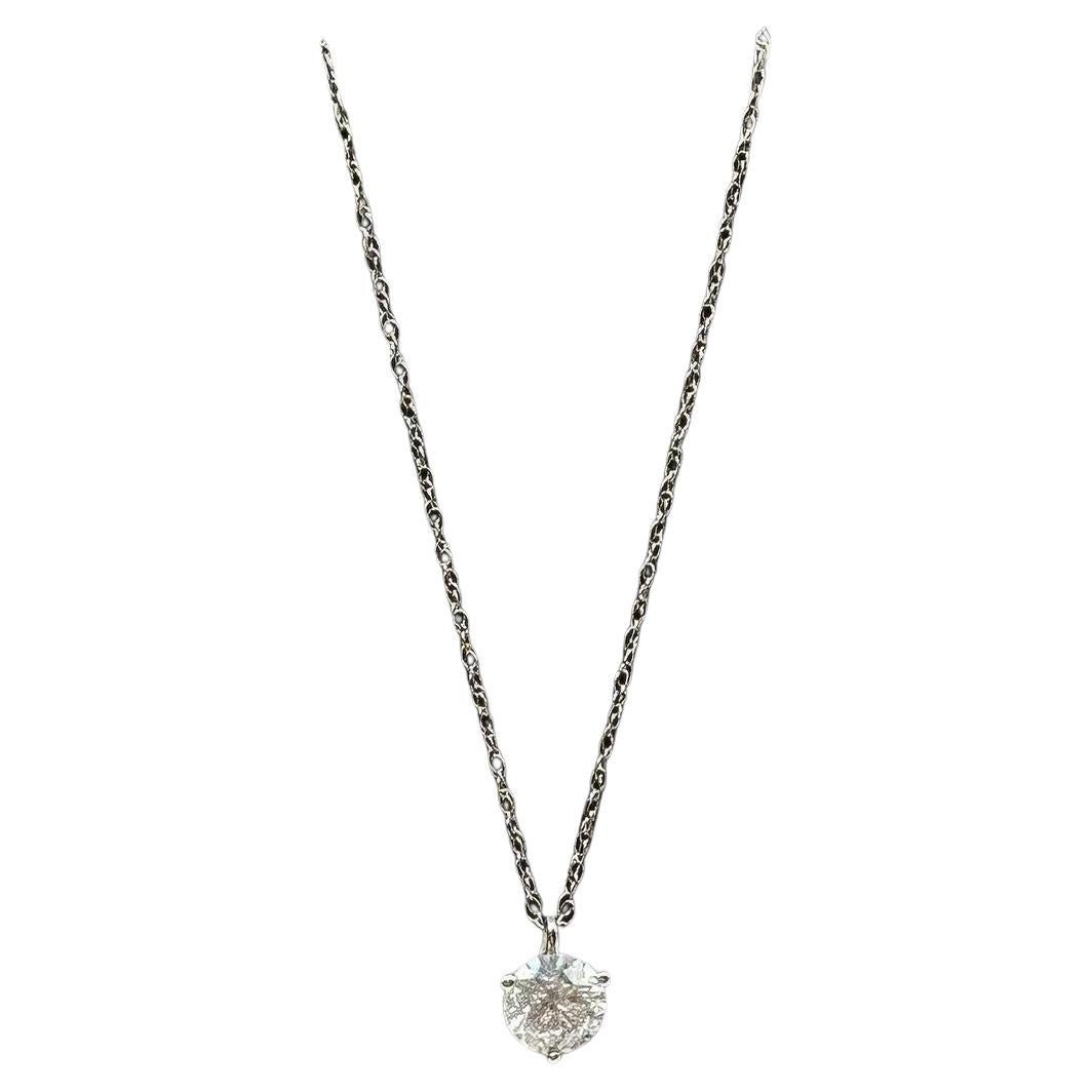 Diamond Solitaire Necklace in 14kt White Gold – 0.50ct, 18in, New
