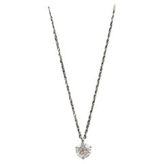 Diamond Solitaire Necklace in 14kt White Gold – 0.50ct, 18in, New
