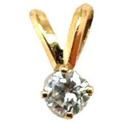 Colgante Collar Solitario Diamante .18ct Brillante Redondo Oro Amarillo 14K
