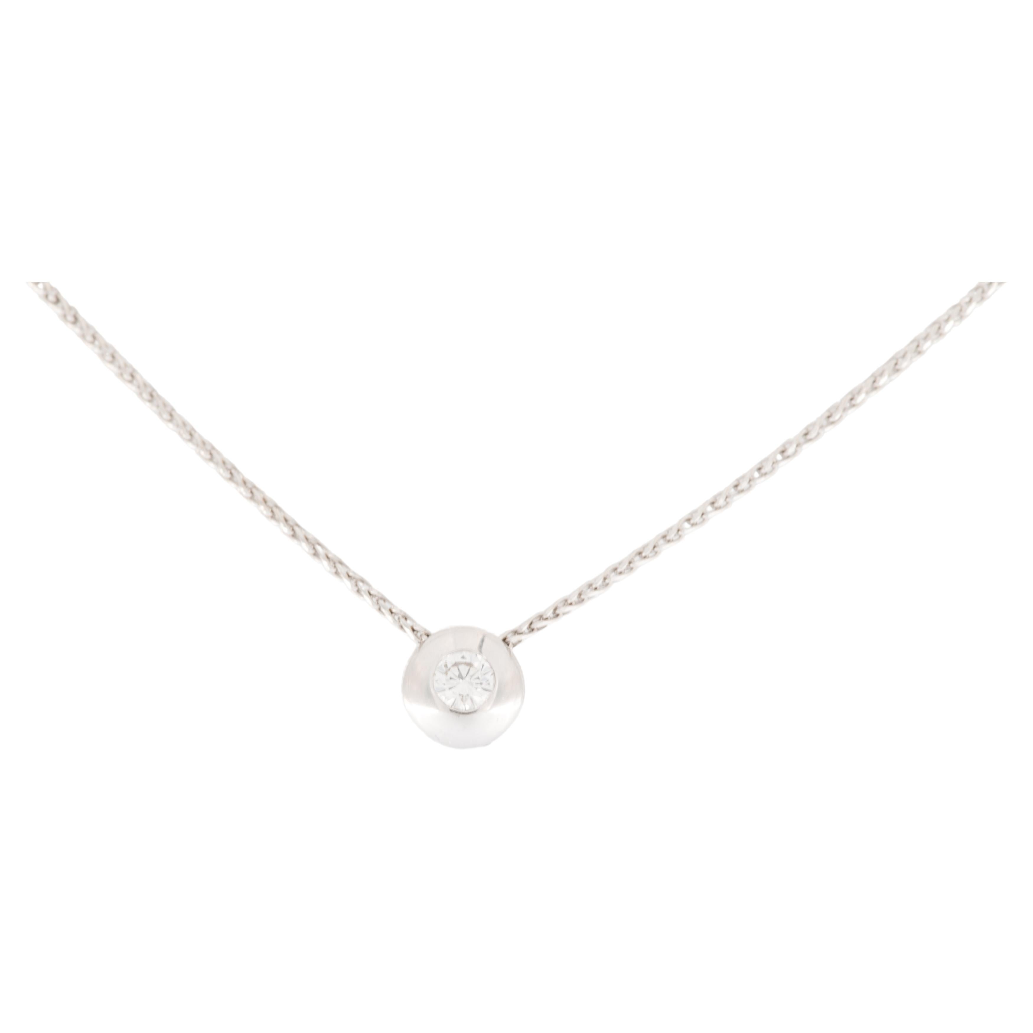 Diamond Solitaire Necklace with Chain 18 karat White Gold