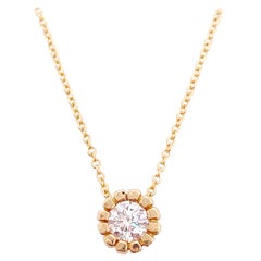 Collana con solitario di diamanti, oro giallo, ciondolo con diamante rotondo e brillante Star