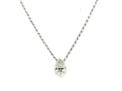Colgante Solitario Diamante 1 Quilate Minado Bisel Engastado Pera Corte Antiguo Oro 14K Chai