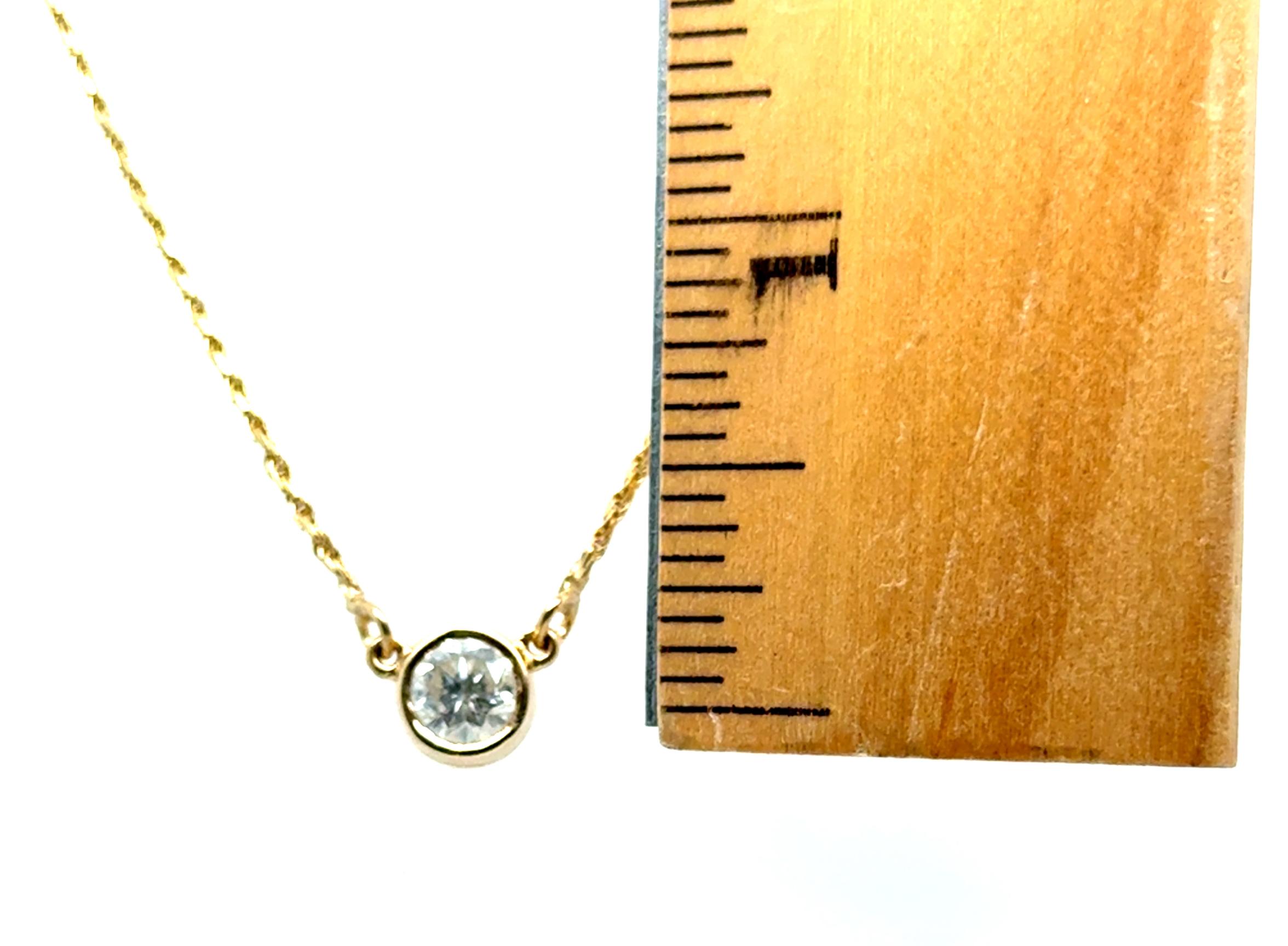 Pendentif solitaire en or jaune 14 carats serti d'un chaton de 1 carat et d'une chaîne RBC en or jaune 1 carat en vente 1