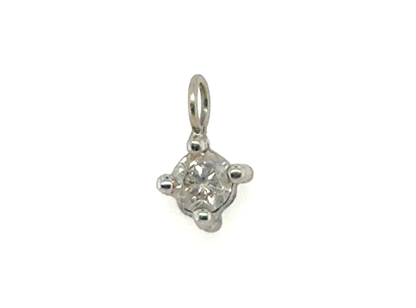 Colgante Solitario de Diamante .25 Quilates Brillante Redondo Minado Oro Blanco 14K