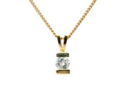 Diamond Solitaire Pendant .40 Carat Mined Round Brilliant 14K Yellow Gold