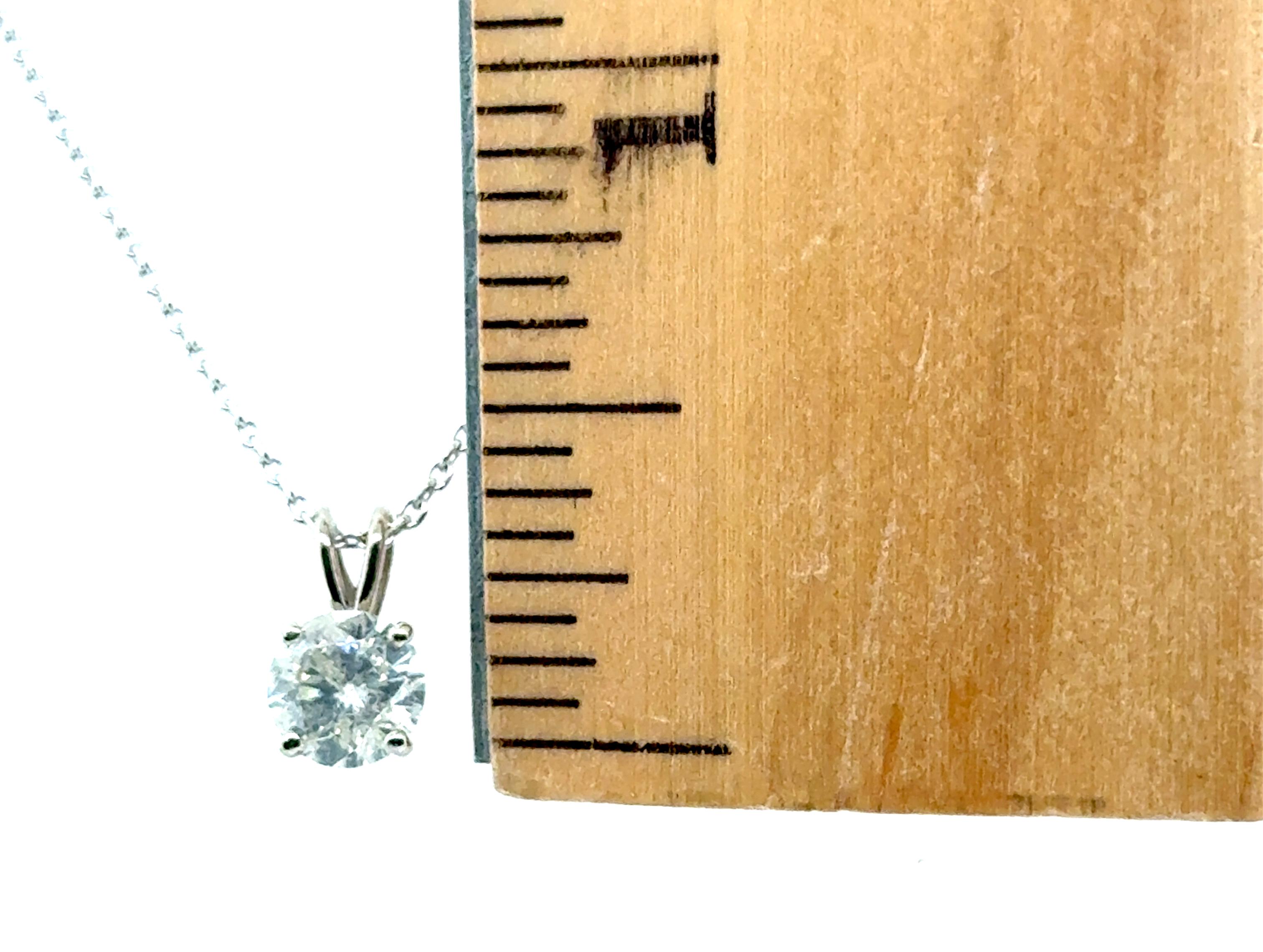 Women's or Men's Diamond Solitaire Pendant .80 Carat Mined Round Brilliant 14K White Gold Adjusta For Sale