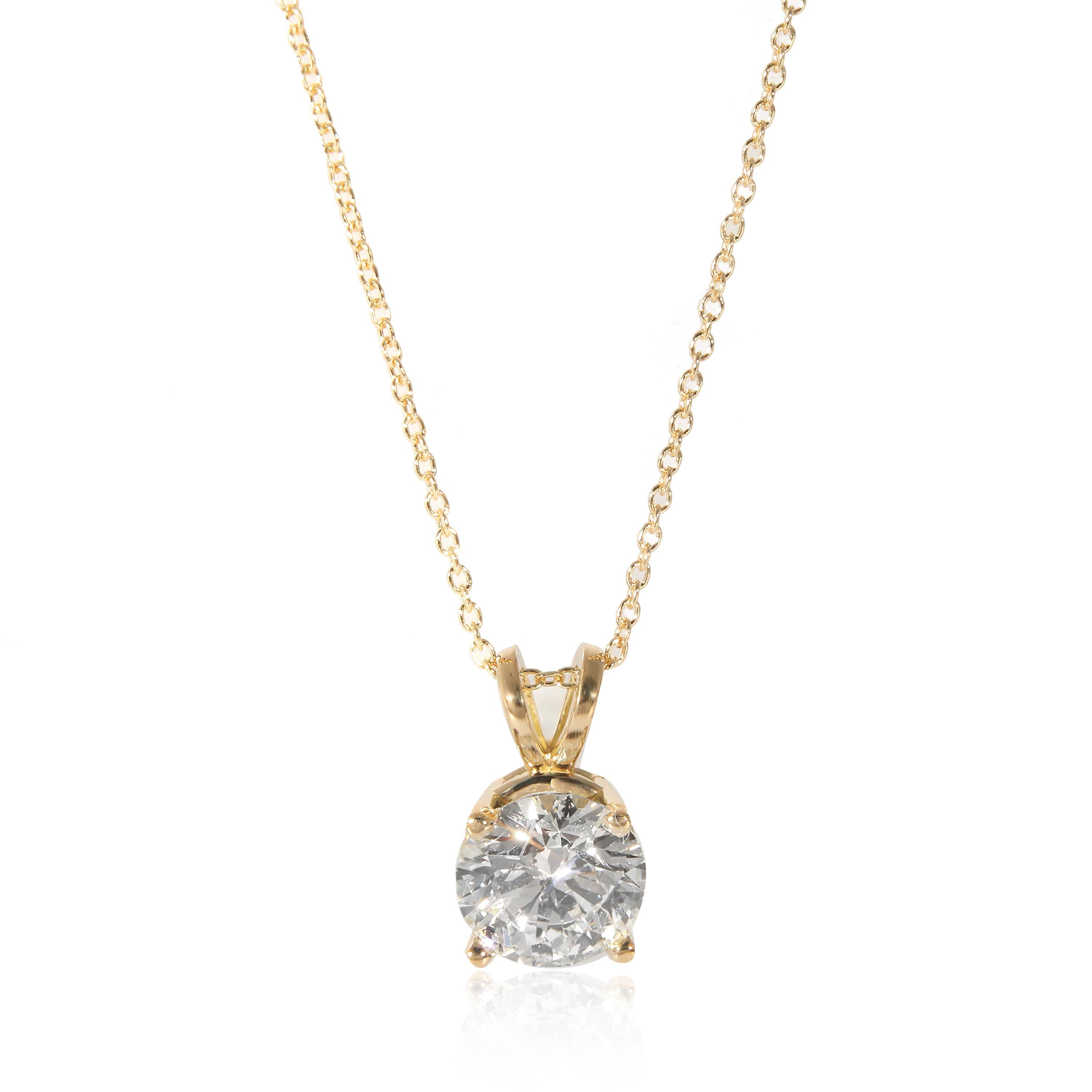 Women's or Men's Diamond Solitaire Pendant in 18K Yellow Gold (1.66 CTW) For Sale