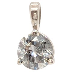 Diamond Solitaire Pendant Mined 1ct Salt & Pepper 3 Prong 14K White Gold Brand N