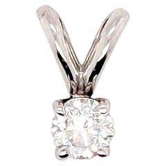 Diamond Solitaire Pendant Necklace .16ct Mined E-F VS RBC 14K White Gold