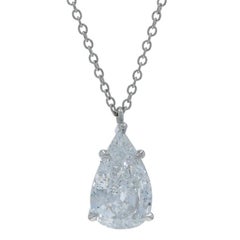 Diamond Solitaire Pendant Necklace 18" - 950 Pear 4.43ct IGI